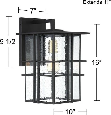 Possini Euro Design Arley Modern Outdoor Wall Light Fixture Black Geometric Frame 16" Seedy Glass For Post Exterior Barn Deck House Porch Yard Patio 8 Possini Euro Design Arley Modern Outdoor Wall Light Fixture Black Geometric Frame 16" Seedy Glass For Post Exterior Barn Deck House Porch Yard Patio - Image 6