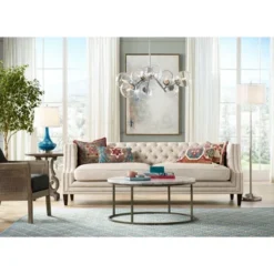 Possini Euro Design Roxie Modern Floor Lamp Standing 65 1/2" Tall Brushed Nickel Sheer Linen Double Drum Shade For Living Room Bedroom Office House -Possini Euro Design Shop GUEST 08929d60 e93f 45c5 b9a9 a1bd28b63482