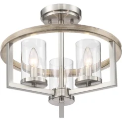 Possini Euro Design Senna Modern Industrial Ceiling Light Semi Flush Mount Fixture 15" Wide Brushed Nickel Gray Wood 3-Light Clear Glass For Bedroom 11 Possini Euro Design Senna Modern Industrial Ceiling Light Semi Flush Mount Fixture 15" Wide Brushed Nickel Gray Wood 3-Light Clear Glass For Bedroom -Possini Euro Design Shop GUEST 08a6d6bd 0bbb 4c6e a704 3432667d795f