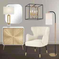 Possini Euro Design Black Warm Brass Cage Foyer Pendant Chandelier 16 1/2" Wide 4-Light Mid Century Modern For Dining Room House -Possini Euro Design Shop GUEST 08b99359 1dbf 44d4 bc7b 30527d6a7380