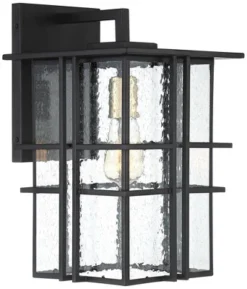 Possini Euro Design Arley Modern Industrial Outdoor Wall Light Fixtures Set Of 2 Black 16" Seedy Glass For Post Exterior Barn Deck House -Possini Euro Design Shop GUEST 0a70f4ee a4c8 4e3b af08 ef7aa164a503