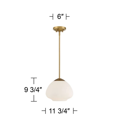 Possini Euro Design Orilla Brass Mini Pendant Light 11 3/4" Wide Mid Century Modern White Opal Glass Shade For Dining Room House Foyer Kitchen Island 8 Possini Euro Design Orilla Brass Mini Pendant Light 11 3/4" Wide Mid Century Modern White Opal Glass Shade For Dining Room House Foyer Kitchen Island - Image 6
