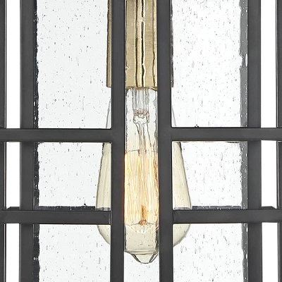 Possini Euro Design Arley Modern Outdoor Hanging Light Black Geometric Frame 12 1/2" Seedy Glass For Post Exterior Barn Deck House Porch Yard Patio 4 Possini Euro Design Arley Modern Outdoor Hanging Light Black Geometric Frame 12 1/2" Seedy Glass For Post Exterior Barn Deck House Porch Yard Patio - Image 2