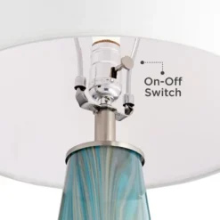 Possini Euro Design Jaime Coastal Table Lamp With Round White Marble Riser 26" High Blue Gray Drum Shade For Bedroom Living Room Office House Home -Possini Euro Design Shop GUEST 0c1e88c5 ff7c 4a2c b8b4 990c3afc75b9