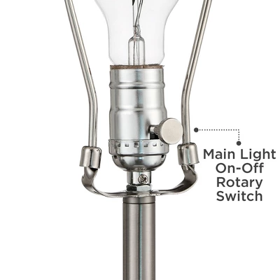 Possini Euro Design Wagner Modern Table Lamp 29 3/4" Tall Brushed Nickel With USB Charging Port And LED Gooseneck Lights White Shade For Living Room 8 Possini Euro Design Wagner Modern Table Lamp 29 3/4" Tall Brushed Nickel With USB Charging Port And LED Gooseneck Lights White Shade For Living Room - Image 6