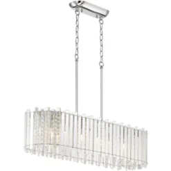 Possini Euro Design Mirabell Chrome Linear Island Pendant Chandelier 34" Wide Modern LED Clear Glass Crystal 6-Light Fixture For Dining Room Kitchen -Possini Euro Design Shop GUEST 0db60cb6 a66c 4310 8746 b700815dd869