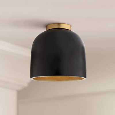 Possini Euro Design Merrick Modern Industrial Ceiling Light Flush Mount Fixture 9" Wide Black Gold For Bedroom Kitchen Living Room Hallway Bathroom 3 Possini Euro Design Merrick Modern Industrial Ceiling Light Flush Mount Fixture 9" Wide Black Gold For Bedroom Kitchen Living Room Hallway Bathroom