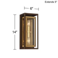 Possini Euro Design Modern Mid Century Outdoor Wall Light Fixture Oil Rubbed Bronze Brass 14" Double Box Glass For Exterior Barn Deck House Porch Yard -Possini Euro Design Shop GUEST 0f66739f 0ac5 44e9 8036 0b1533bc9985