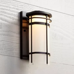 Possini Euro Design Theola Modern Outdoor Wall Light Fixture Bronze LED 12 3/4" Etched Glass Shade For Post Exterior Barn Deck House Porch Yard Patio -Possini Euro Design Shop GUEST 0fe24587 3c66 4217 818a 941231800f56