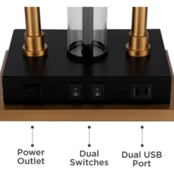 Possini Euro Design Griffin Modern Gooseneck Desk Lamp 31" Tall Gold With USB Charging Port Black Metal Rectangular Shade For Bedroom Living Room Kids -Possini Euro Design Shop GUEST 0ffcf231 80f2 4393 b295 a80284adc60c