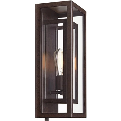 Possini Euro Design Modern Industrial Farmhouse Rustic Outdoor Wall Light Fixture Bronze 15 1/2" Clear Glass For Exterior Barn Deck House Porch Yard 6 Possini Euro Design Modern Industrial Farmhouse Rustic Outdoor Wall Light Fixture Bronze 15 1/2" Clear Glass For Exterior Barn Deck House Porch Yard - Image 5