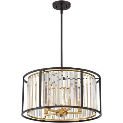 Possini Euro Design Milne Bronze Gold Drum Pendant Chandelier 20" Wide Modern Crystal 5-Light Fixture For Dining Room House Kitchen Island Entryway 8 Possini Euro Design Milne Bronze Gold Drum Pendant Chandelier 20" Wide Modern Crystal 5-Light Fixture For Dining Room House Kitchen Island Entryway - Image 6