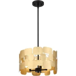 Possini Euro Design Stella Black Pendant Chandelier 15" Wide Modern Gold Leaf Drum Shade 4-Light Fixture For Dining Room House Foyer Kitchen Island -Possini Euro Design Shop GUEST 13a0743c 5763 4907 bac4 591ce6fbcc9f
