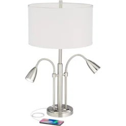 Possini Euro Design Wagner Modern Table Lamp 29 3/4" Tall Brushed Nickel With USB Charging Port And LED Gooseneck Lights White Shade For Living Room 11 Possini Euro Design Wagner Modern Table Lamp 29 3/4" Tall Brushed Nickel With USB Charging Port And LED Gooseneck Lights White Shade For Living Room -Possini Euro Design Shop GUEST 16c4a4d7 b860 4fbe 95c9 39ffcc08c35e