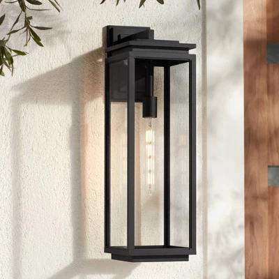 Possini Euro Design Atkins Modern Outdoor Wall Light Fixture Matte Black 24" Clear Glass For Post Exterior Barn Deck House Porch Yard Patio Outside 3 Possini Euro Design Atkins Modern Outdoor Wall Light Fixture Matte Black 24" Clear Glass For Post Exterior Barn Deck House Porch Yard Patio Outside