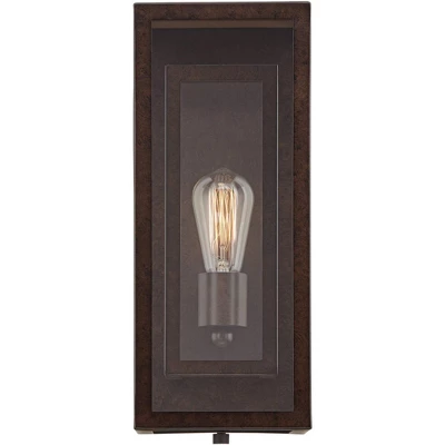 Possini Euro Design Rustic Industrial Farmhouse Outdoor Wall Light Fixtures Set Of 2 Bronze 15 1/2" Clear Glass For Exterior Barn Deck House Porch 6 Possini Euro Design Rustic Industrial Farmhouse Outdoor Wall Light Fixtures Set Of 2 Bronze 15 1/2" Clear Glass For Exterior Barn Deck House Porch - Image 4