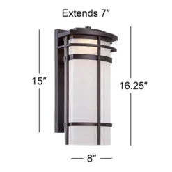 Possini Euro Design Theola Modern Outdoor Wall Light Fixture Bronze LED 16 1/4" Etched Glass Shade For Post Exterior Barn Deck House Porch Yard Patio -Possini Euro Design Shop GUEST 1e206827 b408 4001 b8d0 6e2c1d9ec267