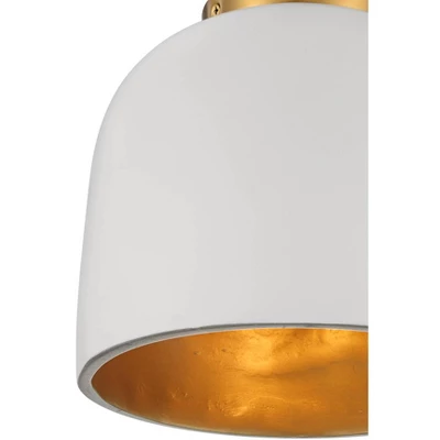 Possini Euro Design Merrick Modern Industrial Ceiling Light Flush Mount Fixture 9 1/4" Wide White Cement Gold For Bedroom Kitchen Living Room Hallway 4 Possini Euro Design Merrick Modern Industrial Ceiling Light Flush Mount Fixture 9 1/4" Wide White Cement Gold For Bedroom Kitchen Living Room Hallway - Image 2