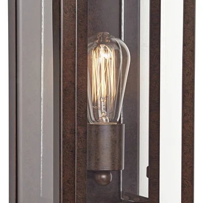 Possini Euro Design Rustic Industrial Farmhouse Outdoor Wall Light Fixtures Set Of 2 Bronze 15 1/2" Clear Glass For Exterior Barn Deck House Porch 5 Possini Euro Design Rustic Industrial Farmhouse Outdoor Wall Light Fixtures Set Of 2 Bronze 15 1/2" Clear Glass For Exterior Barn Deck House Porch - Image 3
