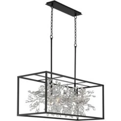 Possini Euro Design Carrine Black Silver Linear Pendant Chandelier 38 1/2" Wide Modern Clear Crystal 8-Light Fixture For Dining Room Kitchen Island -Possini Euro Design Shop GUEST 20098fb7 060c 4b63 8ebf 0c0b0dd92a5c