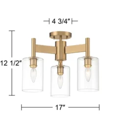 Possini Euro Design Lantico Modern Ceiling Light Semi Flush Mount Fixture 17" Wide Gold 3-Light Clear Glass For Bedroom Kitchen Living Room Hallway -Possini Euro Design Shop GUEST 2072d5fc a161 413a a74a b0db6244ce6f