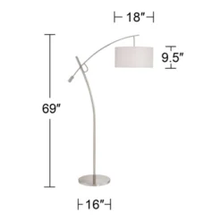 Possini Euro Design Modern Arc Floor Lamp 69" Tall Brushed Steel Adjustable Boom Off White Linen Drum Shade For Living Room Reading Office -Possini Euro Design Shop GUEST 2081ee1d 69c6 4572 b5f7 92c5a78911d4
