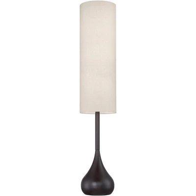 Possini Euro Design Mid Century Modern Floor Lamp 62" Tall Bronze Metal Droplet Off White Cream Cylinder Shade For Living Room Reading 5 Possini Euro Design Mid Century Modern Floor Lamp 62" Tall Bronze Metal Droplet Off White Cream Cylinder Shade For Living Room Reading - Image 3