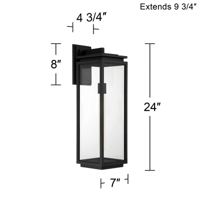 Possini Euro Design Atkins Modern Outdoor Wall Light Fixture Matte Black 24" Clear Glass For Post Exterior Barn Deck House Porch Yard Patio Outside 9 Possini Euro Design Atkins Modern Outdoor Wall Light Fixture Matte Black 24" Clear Glass For Post Exterior Barn Deck House Porch Yard Patio Outside - Image 7