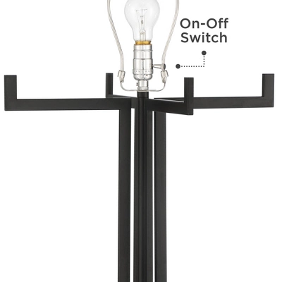 Possini Euro Design Madrid Modern Industrial Floor Lamp 64" Tall Matte Black Metal White Linen Hardback Drum Shade For Living Room Bedroom Office Home 5 Possini Euro Design Madrid Modern Industrial Floor Lamp 64" Tall Matte Black Metal White Linen Hardback Drum Shade For Living Room Bedroom Office Home - Image 3