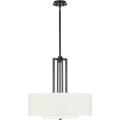 Possini Euro Design Sundry Semi Gloss Black Drum Pendant Chandelier 24" Wide Modern Double Shade 4-Light Fixture For Dining Room Foyer Kitchen Island -Possini Euro Design Shop GUEST 27e81486 f3db 4192 b64a d18fef770ca4