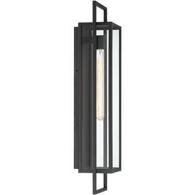 Possini Euro Design Jericho Modern Outdoor Wall Light Fixture Textured Black Steel 28" Clear Glass For Post Exterior Barn Deck House Porch Yard Patio 6 Possini Euro Design Jericho Modern Outdoor Wall Light Fixture Textured Black Steel 28" Clear Glass For Post Exterior Barn Deck House Porch Yard Patio - Image 4