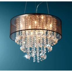 Possini Euro Design Bretton Brushed Nickel Chandelier 22" Wide Modern Clear Glass Crystal Black Sheer Shade 12-Light Fixture For Dining Room Kitchen -Possini Euro Design Shop GUEST 2bdffecd 573f 47bb 8326 53a83e33fd10