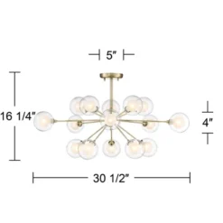 Possini Euro Design Modern Ceiling Light Semi Flush Mount Fixture Sputnik Brass 30 1/2" Wide 15-Light Double Glass Ball Hallway 13 Possini Euro Design Modern Ceiling Light Semi Flush Mount Fixture Sputnik Brass 30 1/2" Wide 15-Light Double Glass Ball Hallway -Possini Euro Design Shop GUEST 317f6f78 bba3 4e43 bc4e 75fe5664e121