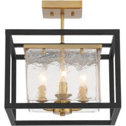 Possini Euro Design Liston Modern Ceiling Light Semi Flush Mount Fixture 14" Wide Black Brass 4-Light Ice Glass Panels For Bedroom Kitchen Living Room 10 Possini Euro Design Liston Modern Ceiling Light Semi Flush Mount Fixture 14" Wide Black Brass 4-Light Ice Glass Panels For Bedroom Kitchen Living Room -Possini Euro Design Shop GUEST 34562e59 7a95 4991 9709 d1adb6b3c6af