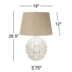 Possini Euro Design Cosgrove Modern Mid Century Table Lamp 26 1/2" High White Glazed Ceramic Light Brown Linen Drum Shade For Bedroom Living Room Home -Possini Euro Design Shop GUEST 34dc29fc 23d6 476f 8fbe 11585209e5be