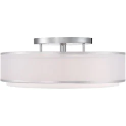 Possini Euro Design Modern Ceiling Lighting Semi Flush Mount Fixture 20" Wide Chrome 3-Light Sheer Outer Off White Inner Drum Shade For Bedroom House 10 Possini Euro Design Modern Ceiling Lighting Semi Flush Mount Fixture 20" Wide Chrome 3-Light Sheer Outer Off White Inner Drum Shade For Bedroom House -Possini Euro Design Shop GUEST 371bb737 03fa 4285 b6a2 498ffb003828