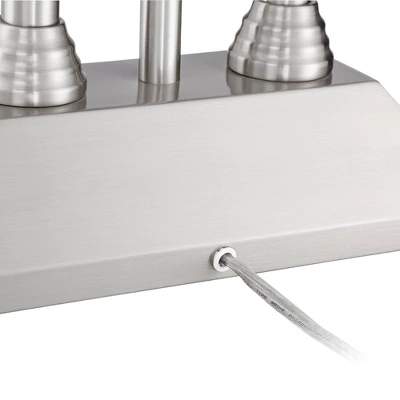 Possini Euro Design Dexter Modern Table Lamp 26" High Brushed Nickel With USB And AC Power Outlet In Base LED Reading Light White Shade For Home Desk 9 Possini Euro Design Dexter Modern Table Lamp 26" High Brushed Nickel With USB And AC Power Outlet In Base LED Reading Light White Shade For Home Desk - Image 7