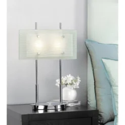 Possini Euro Design Charles Street Modern Desk Lamp 23" High Chrome Satin Nickel Frosted Slump Glass Shade For Bedroom Living Room Bedside Nightstand -Possini Euro Design Shop GUEST 3bdf3030 61f4 4ddc a0cc 4536c4f46d6d