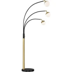 Possini Euro Design Rayne Modern Arc Floor Lamp 72" Tall Gold Black 3 Light LED Adjustable Arm Frosted Glass Globe Shade For Living Room Reading Home -Possini Euro Design Shop GUEST 3cdb2bc1 9cdc 4fb4 a375 f4e108fd0fa9