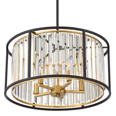 Possini Euro Design Milne Bronze Gold Drum Pendant Chandelier 20" Wide Modern Crystal 5-Light Fixture For Dining Room House Kitchen Island Entryway 6 Possini Euro Design Milne Bronze Gold Drum Pendant Chandelier 20" Wide Modern Crystal 5-Light Fixture For Dining Room House Kitchen Island Entryway - Image 4