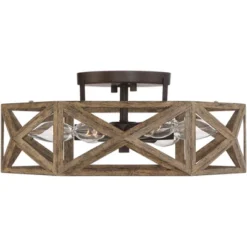 Possini Euro Design Moorcroft Modern Farmhouse Ceiling Light Semi Flush Mount Fixture 14 1/2" Wide Dark Wood Bronze 6-Light Hexagon Frame For Bedroom -Possini Euro Design Shop GUEST 3fcfecec 6bc4 4202 84b2 34ef0f2bbf99