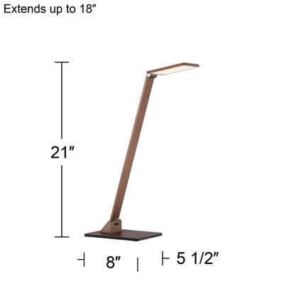 Possini Euro Design Bentley Modern Desk Lamp 21" High French Bronze Aluminum Metal LED Touch On Off Adjustable Head For Bedroom Living Room Office 8 Possini Euro Design Bentley Modern Desk Lamp 21" High French Bronze Aluminum Metal LED Touch On Off Adjustable Head For Bedroom Living Room Office - Image 6