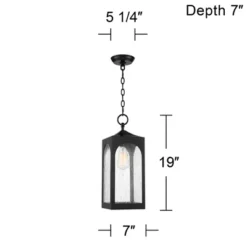 Possini Euro Design Modern Outdoor Hanging Light Fixture Matte Black Steel 19" Clear Seedy Glass Panels For Exterior House Porch -Possini Euro Design Shop GUEST 40164dfd bf84 417b a0da fe434d2fc815