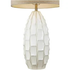 Possini Euro Design Cosgrove Modern Mid Century Table Lamp 32 3/4" Tall White Glazed Ceramic Beige Fabric Drum Shade For Bedroom Living Room Bedside -Possini Euro Design Shop GUEST 4071ce30 3ef3 4f98 9390 6f7c7f7a79d4