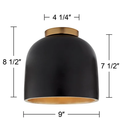 Possini Euro Design Merrick Modern Industrial Ceiling Light Flush Mount Fixture 9" Wide Black Gold For Bedroom Kitchen Living Room Hallway Bathroom 7 Possini Euro Design Merrick Modern Industrial Ceiling Light Flush Mount Fixture 9" Wide Black Gold For Bedroom Kitchen Living Room Hallway Bathroom - Image 5