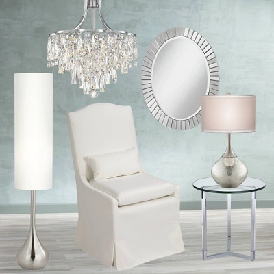 Possini Euro Design Mid Century Modern Floor Lamp 62" Tall Brushed Steel Droplet Cotton Cylinder Shade For Living Room Bedroom Office 9 Possini Euro Design Mid Century Modern Floor Lamp 62" Tall Brushed Steel Droplet Cotton Cylinder Shade For Living Room Bedroom Office - Image 7