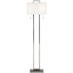Possini Euro Design Modern Floor Lamp 62" Tall Brushed Nickel Openwork Rectangular Profile Off White Fabric Shade For Living Room Reading -Possini Euro Design Shop GUEST 44b8c0b5 0e1f 42be 886a 573dd5aac21a