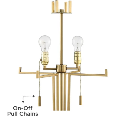 Possini Euro Design Palisade Modern Floor Lamp 64" Tall Satin Brass Metal Trimmed Fabric Tapered Drum Shade For Living Room Bedroom Office House Home 5 Possini Euro Design Palisade Modern Floor Lamp 64" Tall Satin Brass Metal Trimmed Fabric Tapered Drum Shade For Living Room Bedroom Office House Home - Image 3