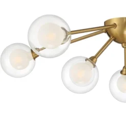 Possini Euro Design Spheres Modern Ceiling Light Flush Mount Fixture 28" Wide Warm Brass 9-Light LED Clear Globe Glass For Bedroom Kitchen Living Room -Possini Euro Design Shop GUEST 4772bc4d 2bc9 44cc bcf3 2272d462bd50