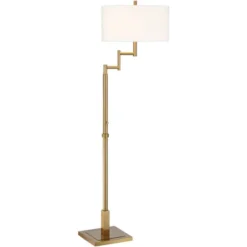 Possini Euro Design Artisan Swing Arm Floor Lamp 62.25" Tall Warm Antique Brass Linen Drum Shade For Living Room Reading Bedroom Office -Possini Euro Design Shop GUEST 47d4b3d3 0ef3 4f2e 8618 33520d5c156a